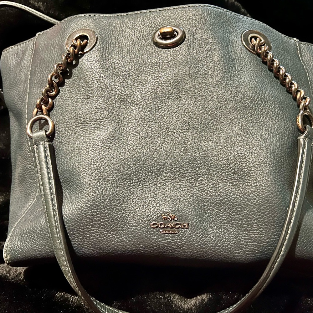 Coach Gray Leather Shoulder Bag